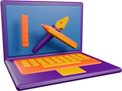 3d Graphic designing on laptop